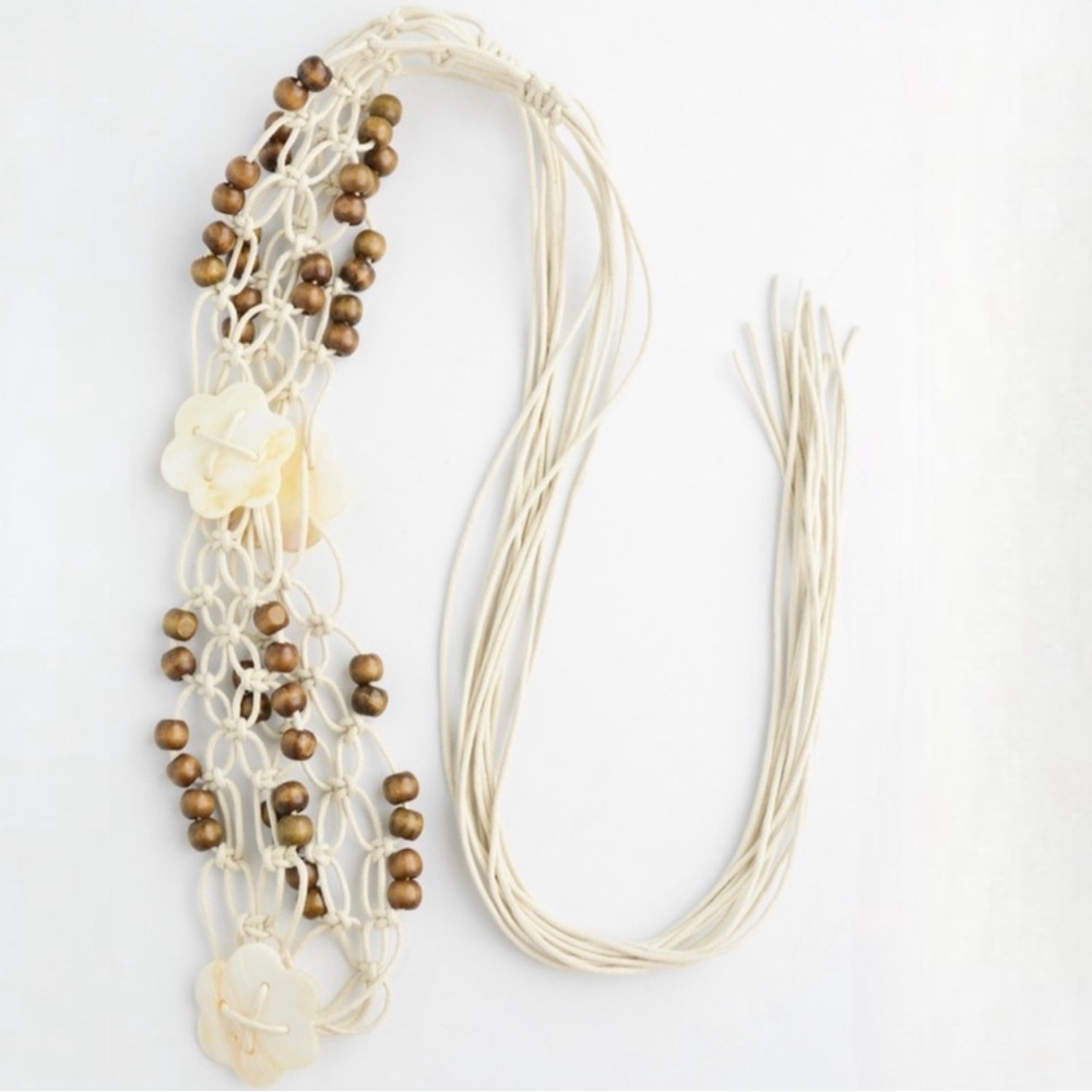 Summer Vibes Boho Scalloped Sea Shell Macrame Belt - Picture 4 of 6